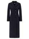 Alberto Biani Tailored Long Pinstripe Double-breasted Coat In Blue