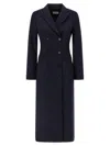 Alberto Biani Tailored Long Pinstripe Double-breasted Coat In Blue