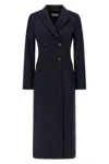 Alberto Biani Tailored Long Pinstripe Double-breasted Coat In Blue