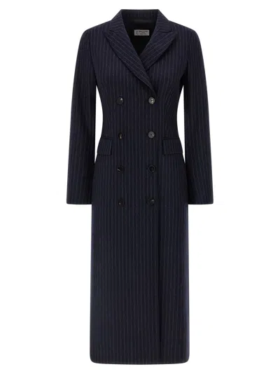 Alberto Biani Pinstripe Coat In Blue