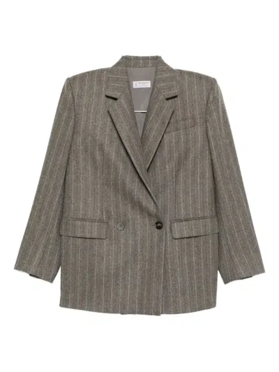 Alberto Biani Pinstripe Double-breasted Blazer In Gray