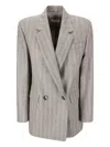 Alberto Biani Pinstripe Double-breasted Jacket In Gray