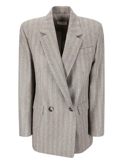 Alberto Biani Pinstripe Double-breasted Jacket In Gray