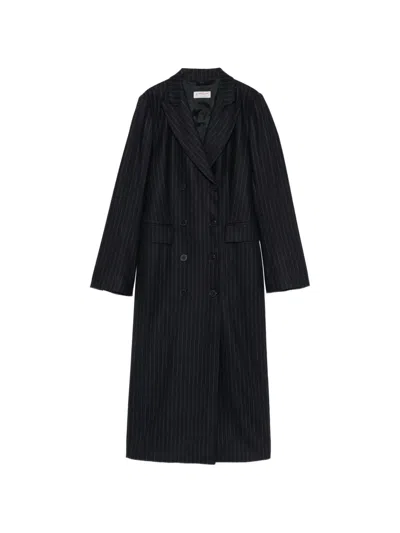 Alberto Biani Pinstripe Double-breasted Coat In Blue