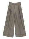 Alberto Biani Wide Leg Striped Trousers Pleated Front In Brown