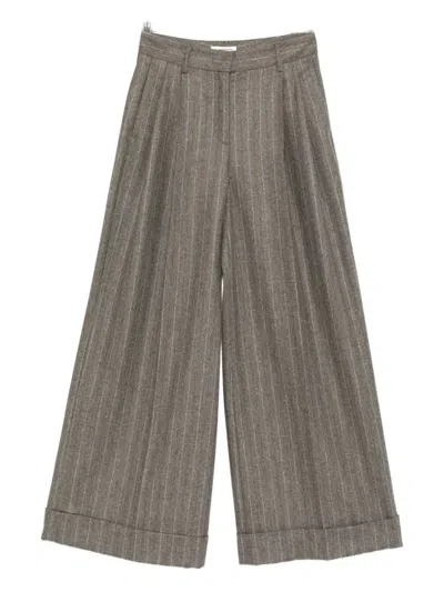 Alberto Biani Pinstripe Wide-leg Trousers In Brown
