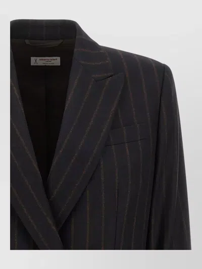 Alberto Biani Double-breasted Pinstripe Blazer In Black