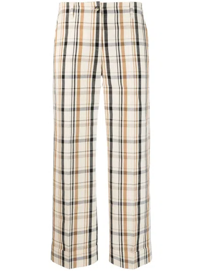 Alberto Biani Plaid-check Pattern Cropped Trousers In Neutrals