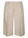 Alberto Biani Soft Linen Blend Shorts With Front Hook In Neutrals