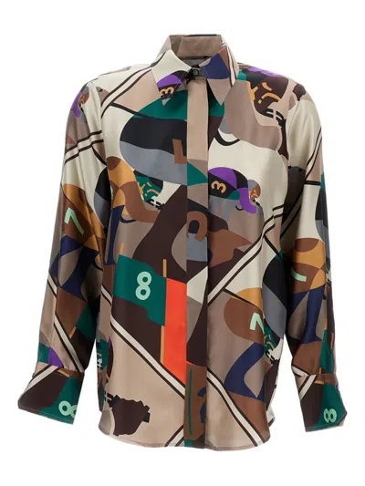 Alberto Biani Classic Silk Skiers Shirt In Neutral