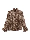 Alberto Biani Leopard Print High-neck Shirt In Animal Print