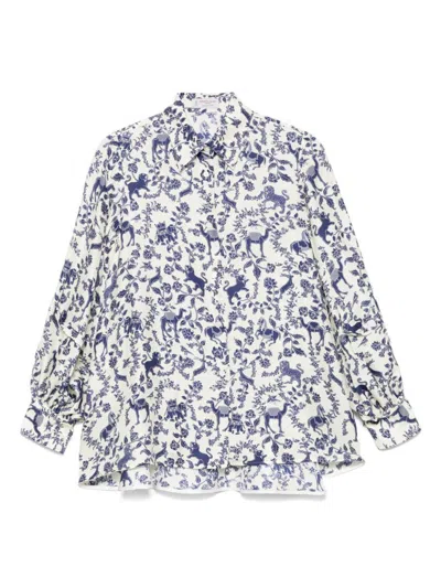 Alberto Biani Printed Silk Shirt In Beige