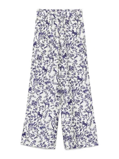 Alberto Biani Printed Silk Trousers In Sand