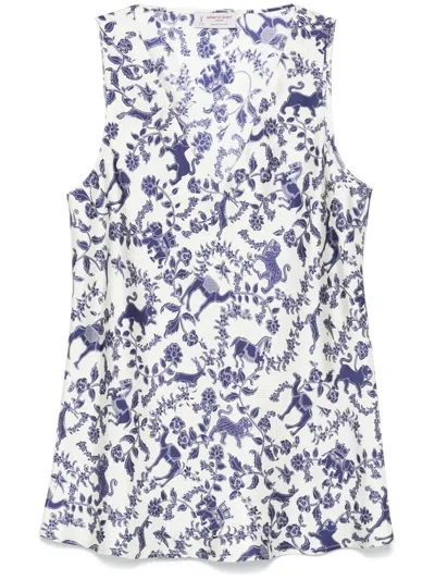 Alberto Biani Printed Tank Top In Beige