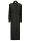 Alberto Biani Pure Silk Maxi Shirt Dress In Black