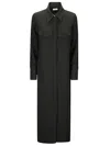 Alberto Biani Pure Silk Maxi Shirt Dress In Black