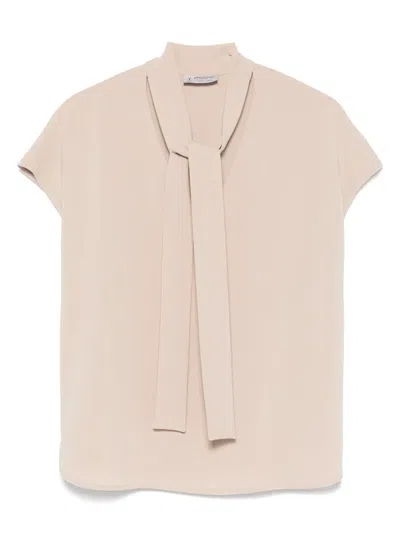 Alberto Biani Pussy Bow-collar Blouse In Neutrals