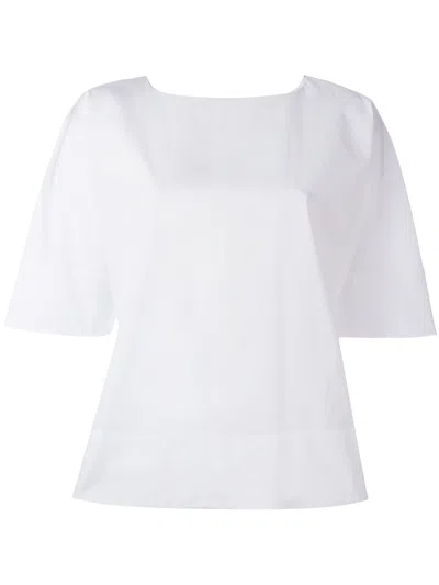 Alberto Biani Rear Pleat Blouse In White