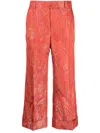 Alberto Biani Cropped Jacquard-pattern Trousers In Red