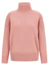 Alberto Biani Relaxed-fit Cashmere Sweater With High Neck In Pink