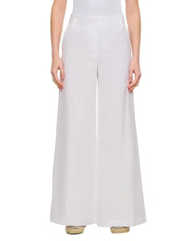 Alberto Biani Relaxed Fit White Cotton Wide Trousers