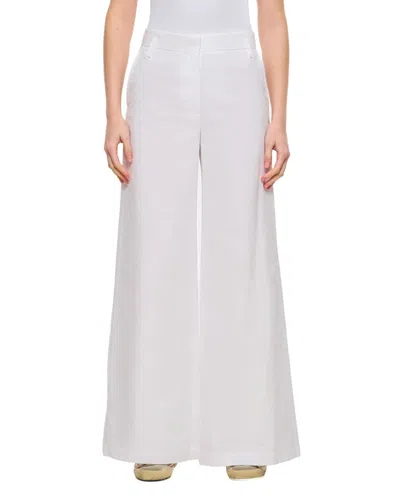 ALBERTO BIANI RELAXED FIT WHITE COTTON WIDE TROUSERS
