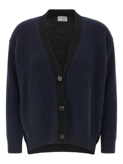 ALBERTO BIANI RIBBED TWO-TONE CARDIGAN