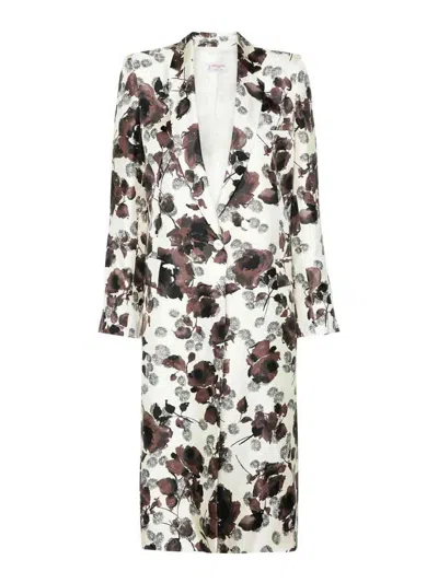 Alberto Biani Floral-print Silk Coat In Rosado