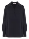 Alberto Biani Blouse With Satin Neckline In Black