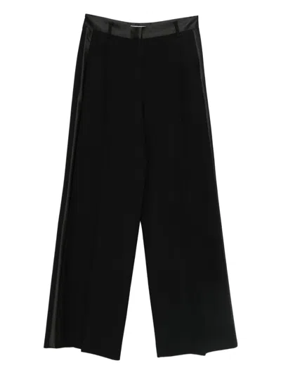 Alberto Biani Satin-trim Tailored Trousers In Black