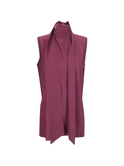 Alberto Biani Scarf-detail Top In Burgundy