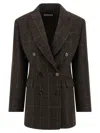 Alberto Biani Prince Wales Double-breasted Coat In Brown