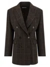Alberto Biani Prince Wales Double-breasted Coat In Brown