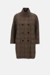 Alberto Biani Shetland Wool Coat In Brown