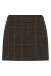 Alberto Biani Checked High-waisted Mini Skirt In Shetland Wool In Brown