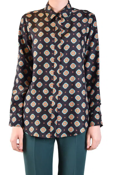 Alberto Biani Printed Collared Shirt Long Sleeves In Black