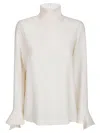 Alberto Biani Thick White Shirt With High Collar In Multi