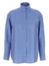 Alberto Biani Clear Blue Shirt With High Collar In Clear Blue