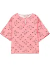 Alberto Biani Relaxed Pink Floral Shirt With Wide Sleeves In Pink