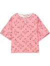 Alberto Biani Relaxed Pink Floral Shirt With Wide Sleeves In Pink