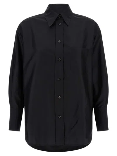 Alberto Biani Silk Shirt With Chest Pocket And Collar In Black