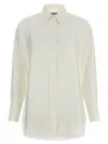 Alberto Biani Comfort Fit Silk Shirt With Asymmetrical Hem In White
