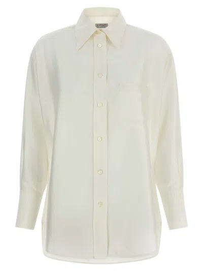 Alberto Biani Silk Shirt With Long Sleeves And Chest Pocket In White