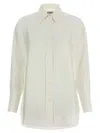 Alberto Biani Comfort Fit Silk Shirt With Asymmetrical Hem In White