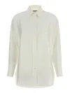 Alberto Biani Comfort Fit Silk Shirt With Asymmetrical Hem In White