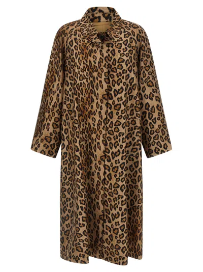 Alberto Biani Silk Trench Coat In Brown