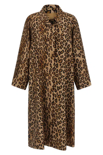 Alberto Biani Silk Trench Coat Long Sleeves Collar In Brown