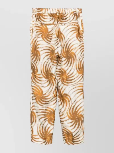 Alberto Biani Silk Trousers Abstract Pattern All Over In Multi
