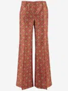 Alberto Biani Silk Trousers With Geometric Pattern In Red