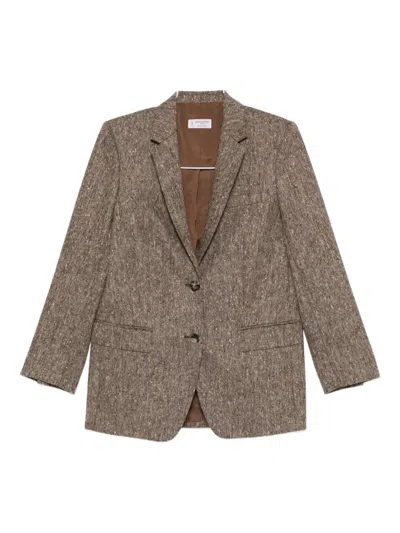 Alberto Biani Single-breasted Blazer In Brown